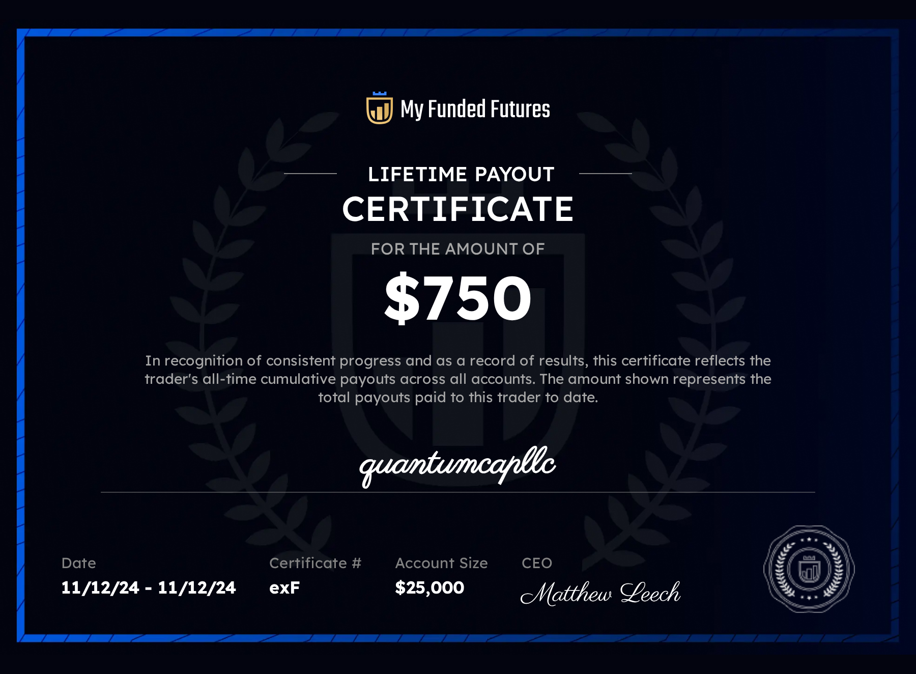 MFFU Payout Certificate 10